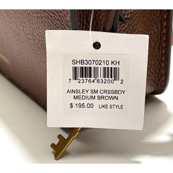 Fossil AINSLEY SMALL CROSSBODY Leather Shoulder Bag Purse Medium Brown NWT $195 - Picture 9 of 9